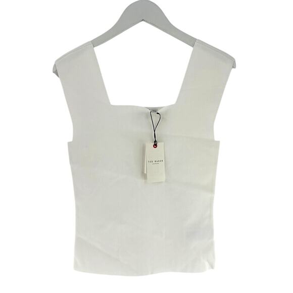 Ted Baker Ivory Square Neck Sleeveless Knit Top Size US 8 - Picture 5 of 9